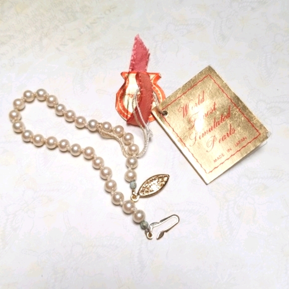 Vintage 1950s Mid Century Cultra Simulated Pearl Bracelet With Original Tag - Picture 11 of 14